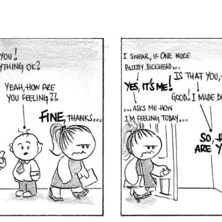 "When 'Fine' is NOT Really Fine" - A cartoon by Navin Edwin